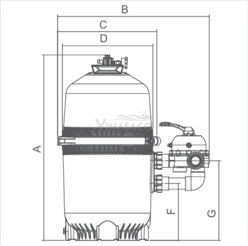 Kích thước bình lọc Emaux Galaxy IDE